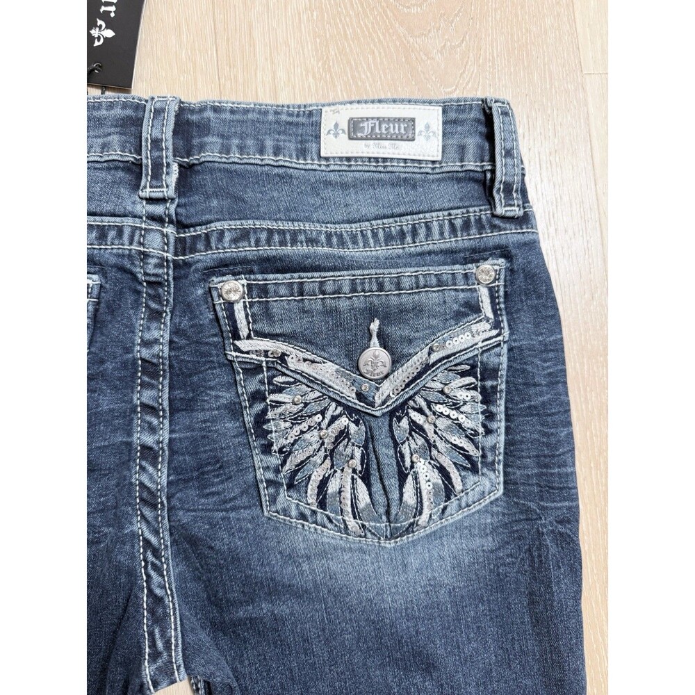 NWT Fleur by Miss Me Angel Wing Jeans Sz 12 31x28 Bling Rhinestone Western Y2K - Picture 12 of 16